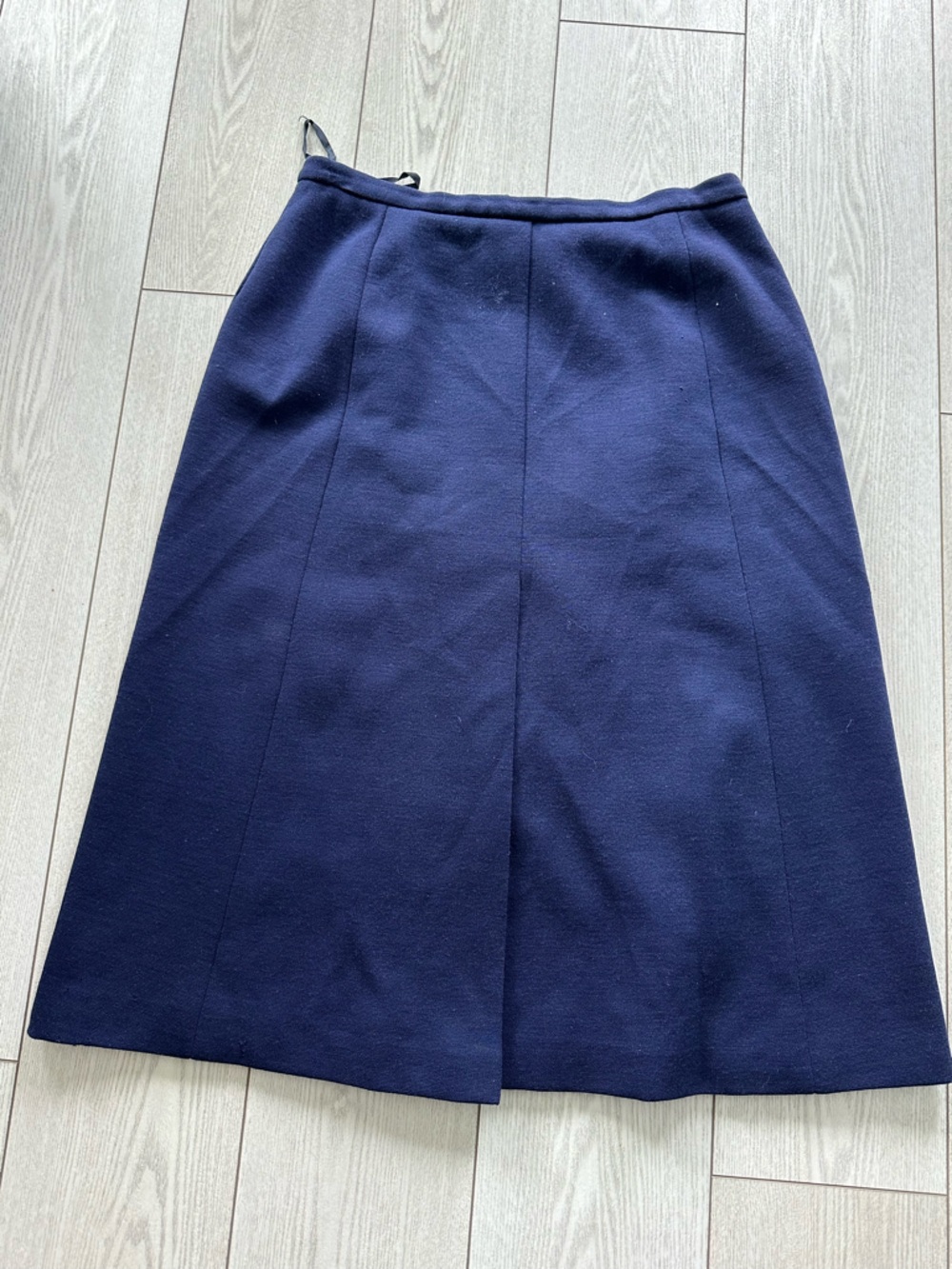 Navy Blue Wool Pencil Skirt